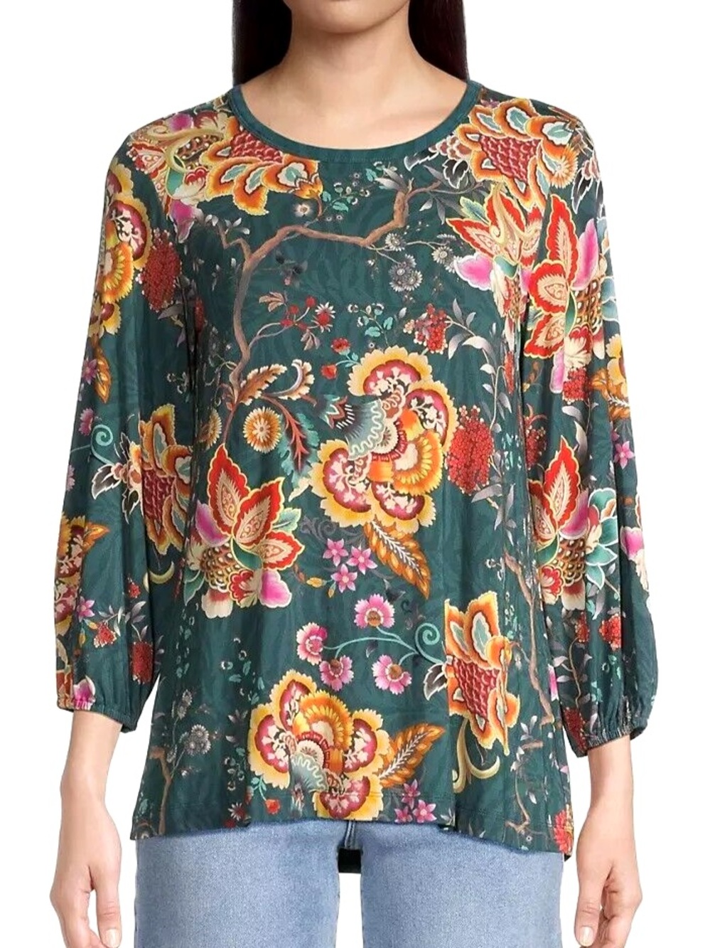 Johnny Was Los Angeles Orizaba Floral Boho Peasant Blouse Whimsigoth Top Small
